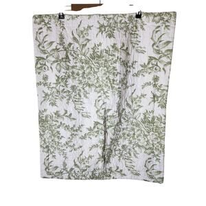 LAURA ASHLEY White Green Foliage Quilted STANDARD Accent Pillow Sham Qty 1